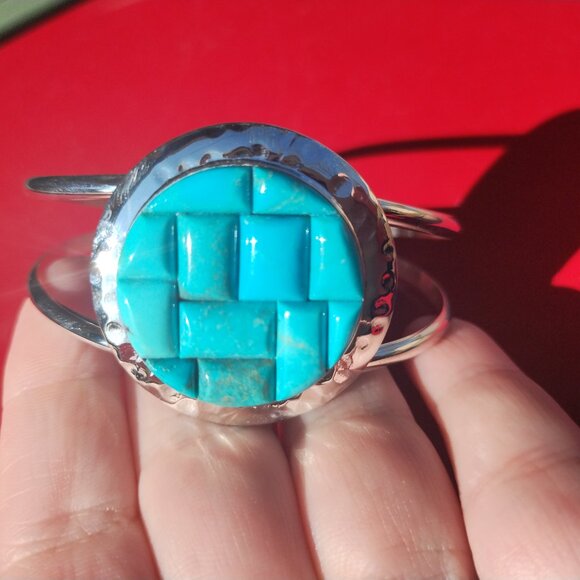 Jay King Sterling Silver Turquoise Inlay Cuff Bracelet Gallery Collection NIB - Picture 11 of 12